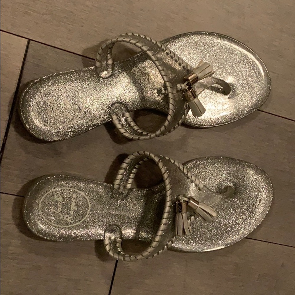 Jack Rogers silver jellies